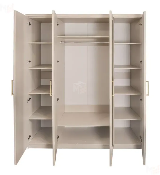 Шкаф Мокко 4-дверный с зеркалом бежевый