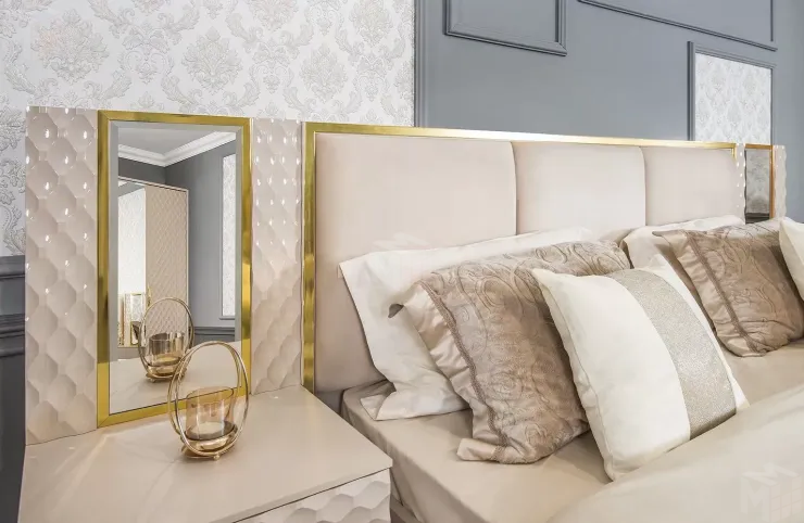 Кровать Lara 160x200 см бежевый глянец