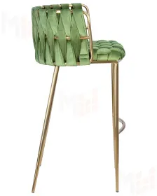 Стул барный DOBRIN EMMA GOLD (зеленый велюр (VF-08))