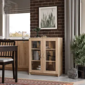 2.02.03.360.3 СИРИУС тумба 2 двери со стеклом 78х95 сонома RU