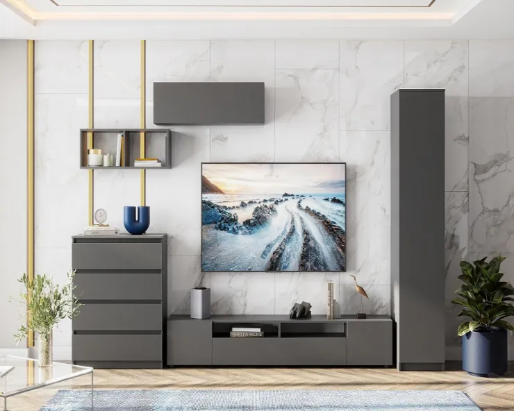 Модульная гостиная Денвер Графит серый