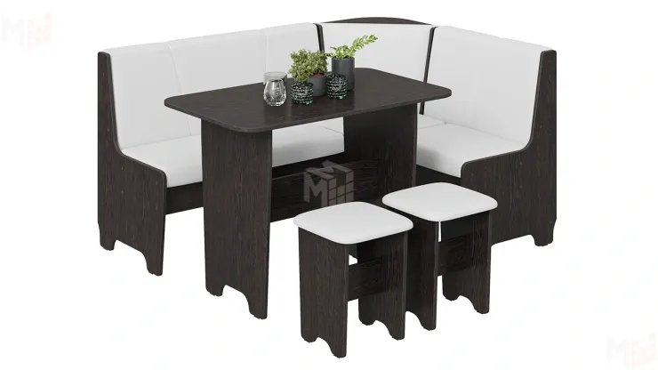 Кухонный уголок Техас Исп.1 Венге, Экокожа белая