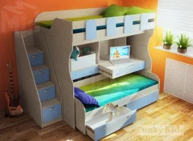 Кровать-чердак Фанки Кидз-19 + комод-лестница 13/8СВ