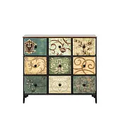 Комод Leset Лунет 9 ящ. (Чёрный/Мульти зеленый/Коричневый)
