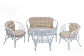 Комплект Багама с диваном с простыми  подушками и овальным столом