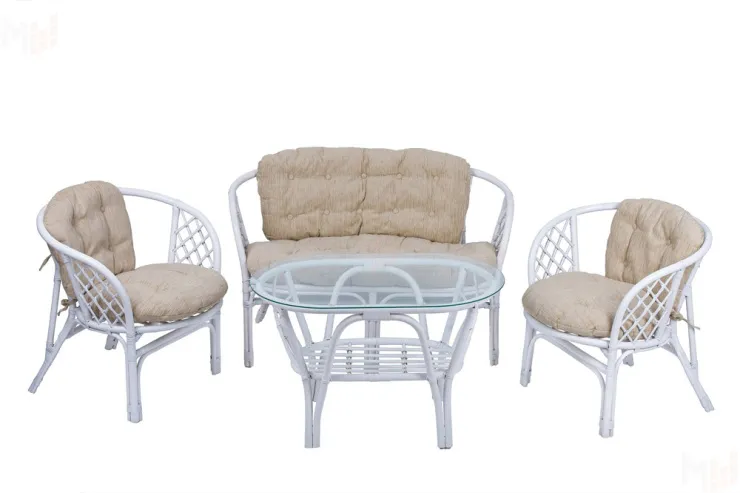 Комплект Багама с диваном с простыми  подушками и овальным столом