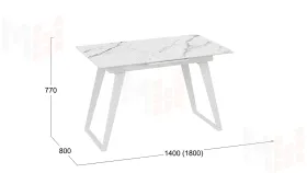 Стол обеденный Техно Белый муар, Стекло глянцевое белый мрамор