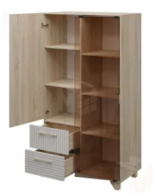 Стеллаж Копенгаген со стеклом (дуб сонома/белый матовый)