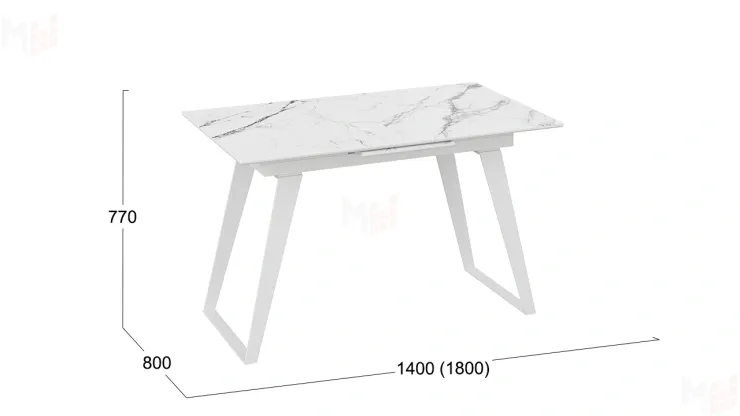 Стол обеденный Техно Белый муар, Стекло глянцевое белый мрамор