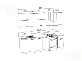 Кухня Техно-3 New (2,0) Белый глянец/красный металлик