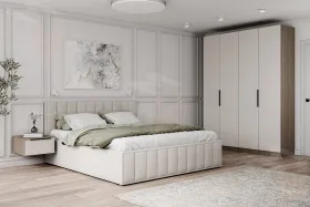 Мягкая кровать Лана 1,4 с подъемным механизмом (бежевый велюр)