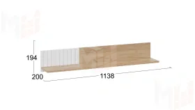 Полка настенная Хилтон Исп.2 - 413.22 Дуб Крафт золотой, Белый матовый