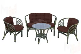 Комплект Багама с диваном и простыми коричневыми подушками