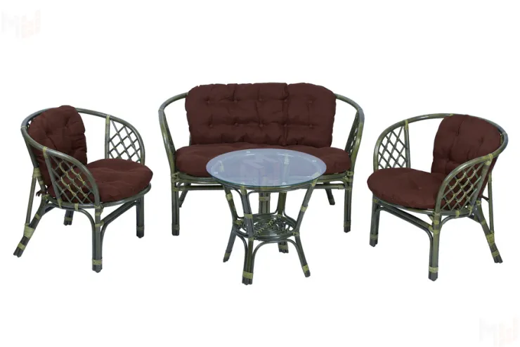 Комплект Багама с диваном и простыми коричневыми подушками