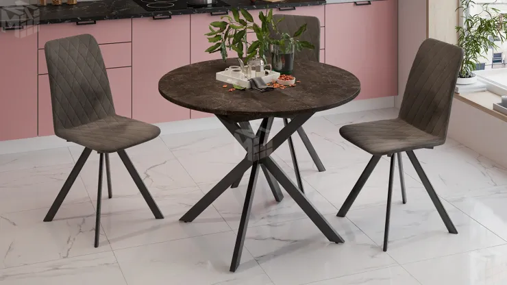 Стол обеденный раздвижной Мэдисон Тип 1 Черный муар, Ателье темный