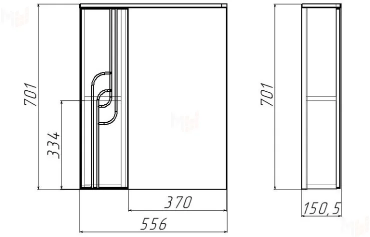 Шкаф-зеркало Лилия 55 левый/правый Айсберг