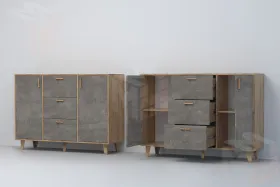 Комод К-2 Эго на ножках  Дуб Крафт Золотой/Камень Темный