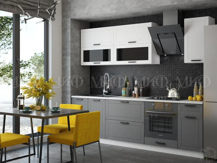Кухня Монако 2,6 Белый софт/Графит софт