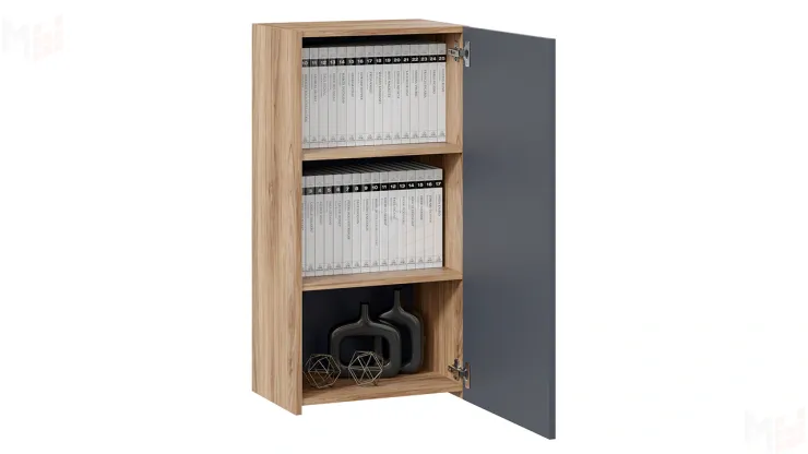 Шкаф навесной Порто - ТД-393.03.27 Яблоня Беллуно, Графит софт