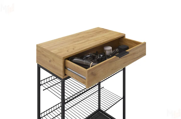 Обувница Краш черный муар/дуб крафт золотой