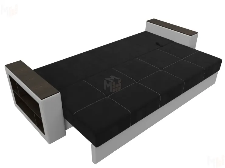 Диван прямой Дубай Лайт полки слева ( Черный\Белый )