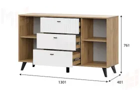 Комод Милан 3 ящика двухстворчатый