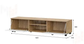 Тумба ТВ Милан со створками и нишей Дуб Золотой/Белый матовый