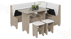 Кухонный уголок Техас Исп.1 Дуб Сонома трюфель, Экокожа белая