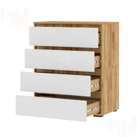 Комод Хелен КМ 02 802 4 ящика  (крафт золотой/белый)