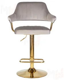 Стул барный DOBRIN CHARLY GOLD (серый велюр (MJ9-75))