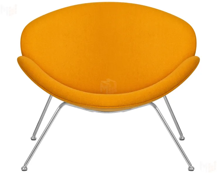 Кресло дизайнерское DOBRIN EMILY (желтая ткань AF13, хромированная сталь)