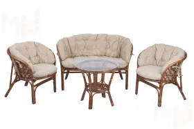 Комплект Багама с диваном и полными бежевыми подушками