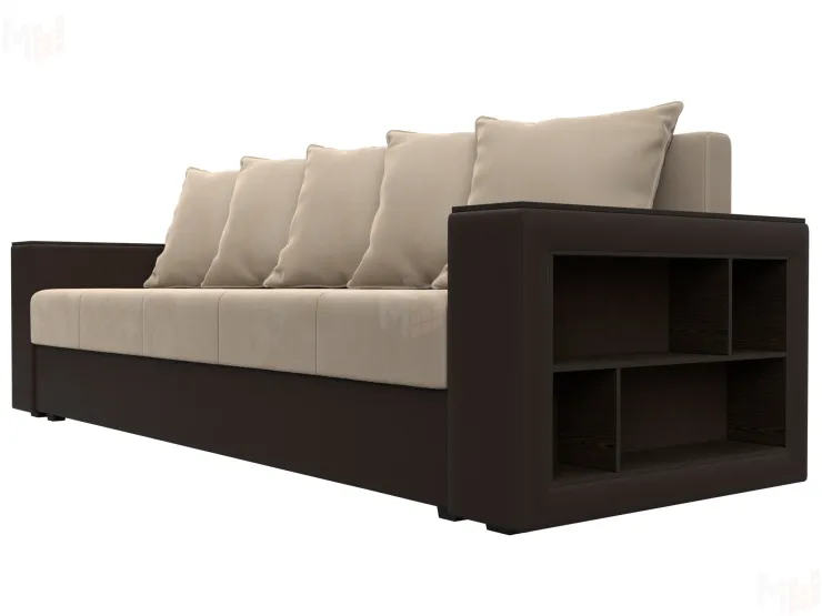 Диван прямой Дубай Лайт полки справа ( Бежевый\Коричневый )