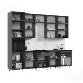 Кухня Рио NEW 3,0м (490) комп №2 (Бетон светлый/Бетон темный, Графит (Кастилло темный)