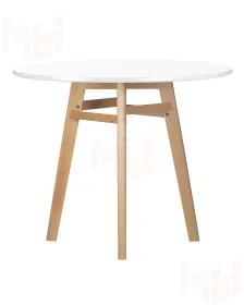 Стол обеденный DOBRIN ALBERT'90 (белая столешница, основание светлый бук)