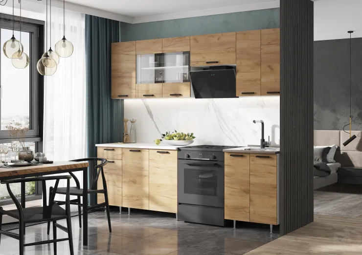 Кухня Рио New 2,4 (490) ЛДСП Дуб крафт, Белый (Антарес)