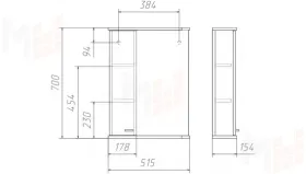 Зеркало-шкаф Классик 50 см левый