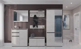 Прихожая ГРЕТТА  Дуб Крафт белый - Антрацит №1