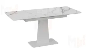 Стол обеденный Бридж Белый муар, Стекло глянцевое белый мрамор
