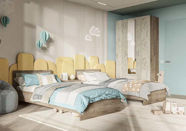 Модульная детская Гармония дуб крафт белый - дуб крафт серый