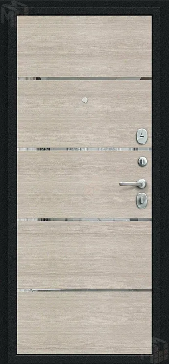 Входная металлическая дверь Лайн Букле черное/Cappuccino Veralinga
