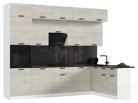 Кухня Рио New угловая 3,0*1,8 м (490) комп №2 дуб крафт белый, Белый (Кастилло темный)