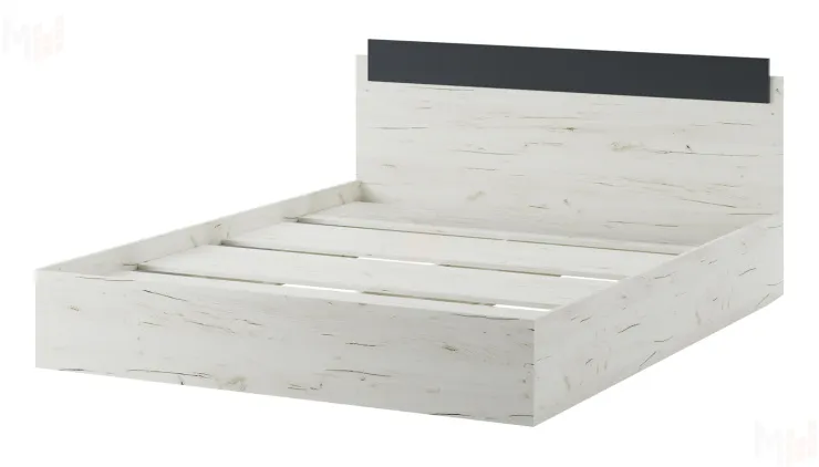 Кровать КР-1600 Беатрис с настилом  Дуб Крафт белый-Антрацит