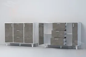 Комод К-2 Эго на ножках  Бетон Светлый/Камень Темный