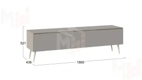 Тумба ТВ Глосс  с опорами - СМ-319.03.011 Баттл Рок, Стекло Светлый Stone(St)
