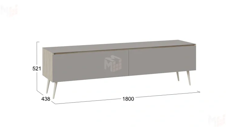 Тумба ТВ Глосс  с опорами - СМ-319.03.011 Баттл Рок, Стекло Светлый Stone(St)