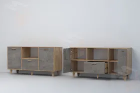 Тумба Т-2 на ножках Эго Дуб Крафт Золотой/Камень Темный