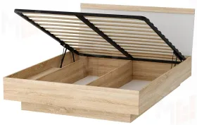 Кровать КРС-1600 СОНАТА с подъёмным механизмом Дуб Сонома - Белый глянец