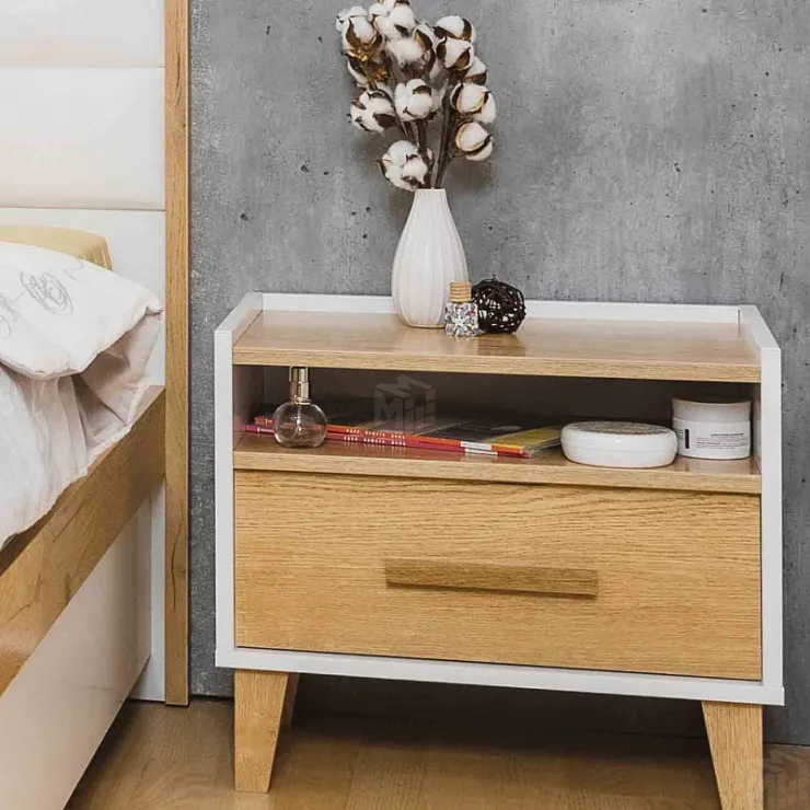 Тумба прикроватная Айрис 41 Белый/Дуб золотистый