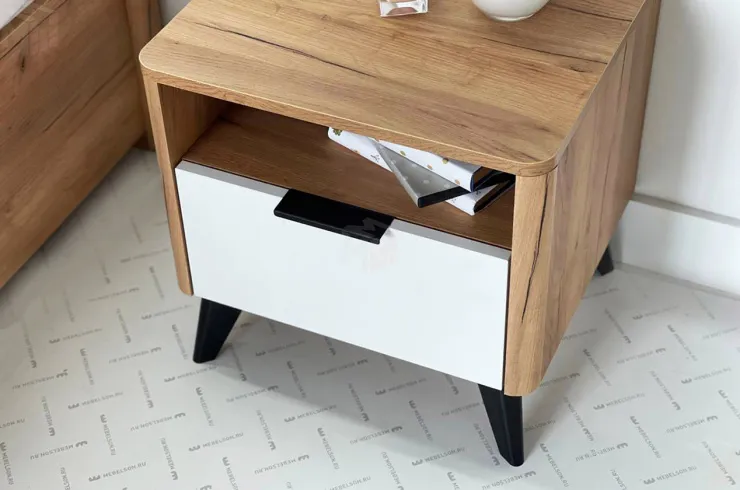 Тумба Адам  прикроватная дуб крафт золотой/белое дерево